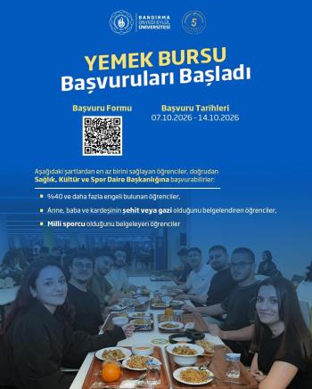 Üniversitemiz Yemek Bursu Başvuruları Başlamıştır